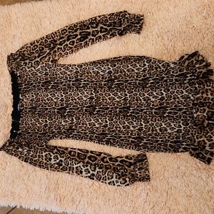 NWT Leopard Dress Long Sleeve Mini Size Medium
